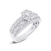 1.23ct 18k White Gold Diamond Cluster Engagement Ring